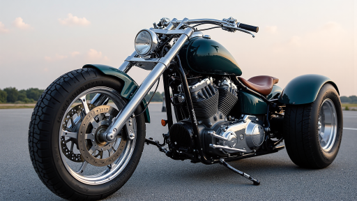 巡航摩托车，复古风格设计，镀铬装饰，棕色皮革座椅，经典美式造型